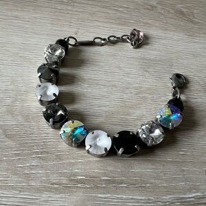 Elegant Black and Silver Crystal Bracelet